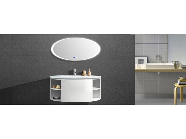 Waschtisch-Set mit rundem LED-Badspiegel | Badezimmermöbel | ETW