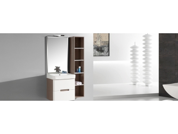 Platzsparendes Badmöbel-Set mit Badspiegel und Hängefächern, IL2306