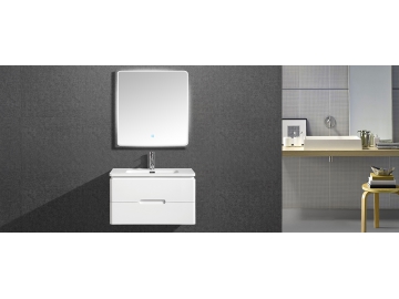 Waschtisch-Set mit Waschbecken und Leuchtspiegel, IL-331