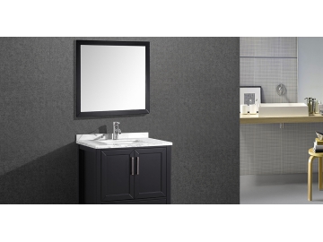 Waschtisch-Set aus Massivholz, Marmorwaschtisch, Waschbecken und Unterschrank, M6505