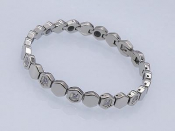 S1044 - Edelstahl Magnetarmband mit Zirkonia-Steinen, Magnetschmuck Magnetisches Gesundheitsarmband, Magnettherapie Armband
