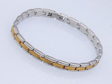 S079-1 - Edelstahl Magnetarmband mit Gold-Look, Magnetschmuck Magnetisches Gesundheitsarmband, Magnettherapie Armband