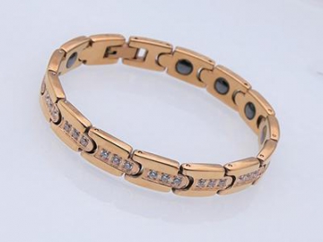 S079-1 - Edelstahl Magnetarmband mit Gold-Look, Magnetschmuck Magnetisches Gesundheitsarmband, Magnettherapie Armband
