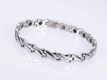 S079-1 - Edelstahl Magnetarmband mit Gold-Look, Magnetschmuck Magnetisches Gesundheitsarmband, Magnettherapie Armband