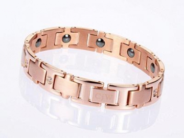 S079-1 - Edelstahl Magnetarmband mit Gold-Look, Magnetschmuck Magnetisches Gesundheitsarmband, Magnettherapie Armband
