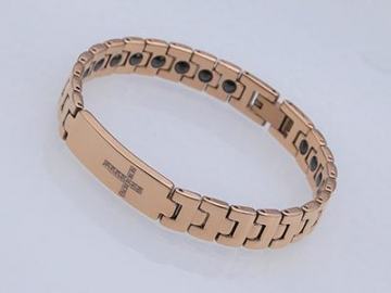 S1419-1 - Edelstahl Magnetarmband mit Zirkonia-Steinen, Magnetschmuck Magnetisches Gesundheitsarmband, Magnettherapie Armband