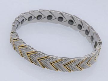 S1419-1 - Edelstahl Magnetarmband mit Zirkonia-Steinen, Magnetschmuck Magnetisches Gesundheitsarmband, Magnettherapie Armband