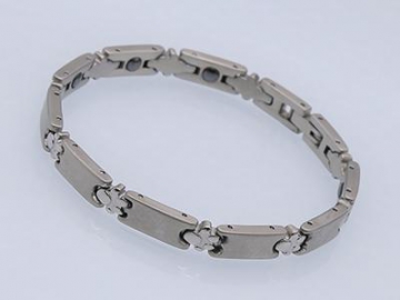 S1419-1 - Edelstahl Magnetarmband mit Zirkonia-Steinen, Magnetschmuck Magnetisches Gesundheitsarmband, Magnettherapie Armband
