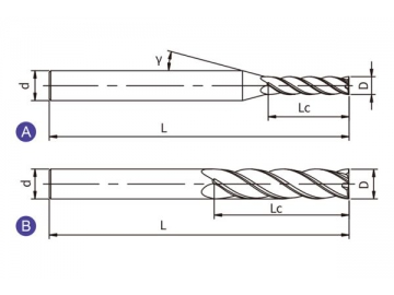 H-SL4  Vollhartmetallfräser/ Hartmetall Schaftfräser für gehärteten Stahl, 4 Schneiden, lang
