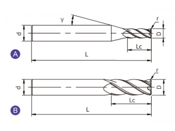 UC-R4  Hartmetall Schaftfräser - Eckradiusfräser/ Eckfräser, 4 Schneiden