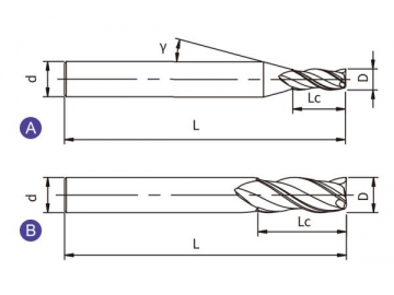 A-S3/SS3/SL3  Vollhartmetallfräser/ Hartmetall Schaftfräser für Aluminiumlegierungen, 3 Schneiden