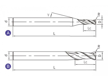 G-R2  Graphitfräser/ Hartmetall Schaftfräser/ Eckradiusfräser für Graphit, 2 Schneiden
