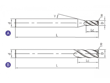 G-R4  Graphitfräser/ Hartmetall Schaftfräser/ Eckradiusfräser für Graphit, 4 Schneiden
