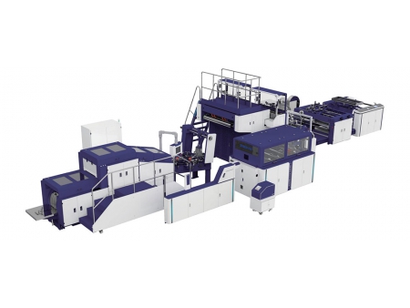 Blockbodenbeutelmaschine Maschine für Papierbeutel mit Haftklebeverschluss und Kordel- oder Flachhenkeln (Automatik)